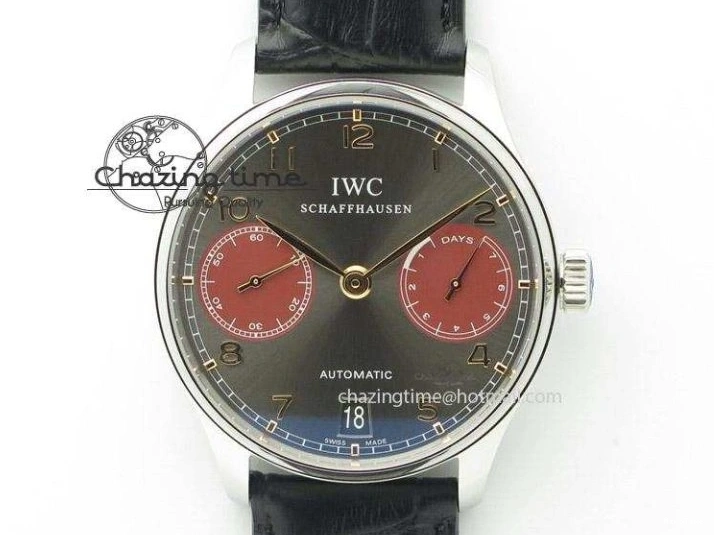 MIROTIME 0211 Portuguese Tourbillon IW504602 RG ZF Best Edition White Dial on Brown Leather Strap Stretchable 7178